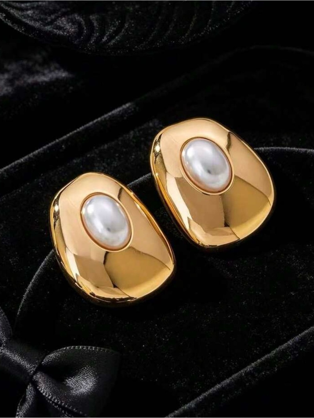 Gold Crystal Statement Hoop Earrings - Picture 3 of 5